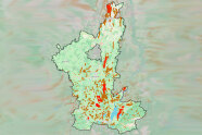 Landkarte mit schwarz eingezeichnetem Gebiet