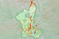 Landkarte mit schwarz eingezeichnetem Gebiet